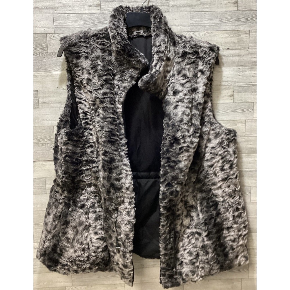 Unbranded Women's (Size 26x27') Faux Fur Black & Gray Vest *Broken Zipper*